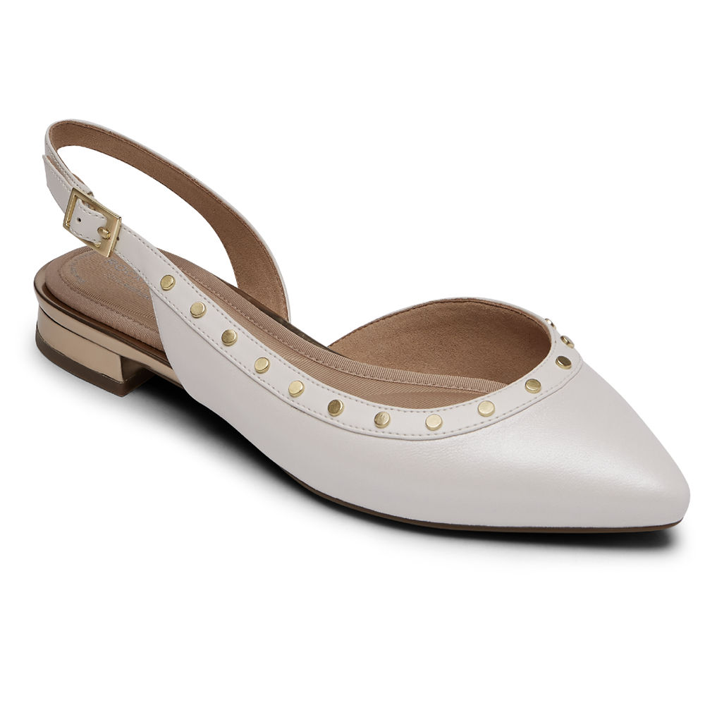 Rockport Slingback For Womens White - Total Motion Zuly Studded - AG4587901